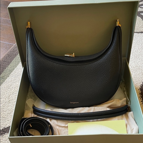 Songmont Handbags - Songmont Luna Onyx Shoulder Bag with Gold Accents